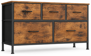 Commode à 5 tiroirs en tissu, style moderne, meuble de rangement autoportant pour chambre à coucher - Product Image 1