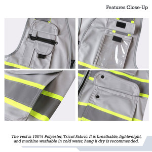 Gilet de sécurité haute visibilité antistatique grande taille réfléchissant unisexe en polyester avec poches et fermeture éclair - Product Image 4