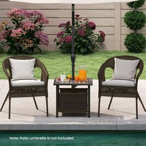 Tavolo esterno esterno in vimini per tutte le stagioni con ombrellone foro Patio tavolo per vivere all'aperto - Product Image 4