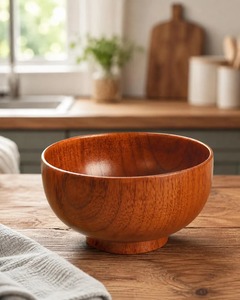 Tazón de Madera de Alta Demanda con Vetas Naturales, Tazón Rústico Reutilizable para Ensaladas, Frutas, Bocadillos y Servir Alimentos en Venta - Product Image 4