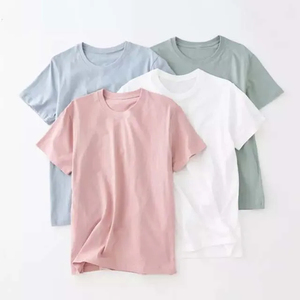 Unisex Light Blue Cotton T-Shirt Short Sleeve Crew Neck Loose Fit Solid Color Casual Knitted Breathable Spring Summer Wear - Product Image 4