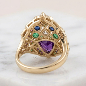 Anillo de Plata de Ley 925 al por Mayor, Chapado en Oro de 18K, con Múltiples Piedras, Talla Estadounidense 6, 10g, Joyería de Moda con Gemas de Varios Tamaños, Precio de Fábrica - Product Image 1