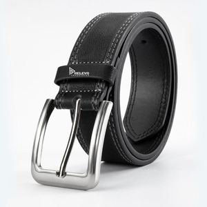 3.4cm Genuine Leather Casual Cowboy Belt Men Women Square Buckle Durable Eco-Friendly Customizable OEM Service - Product Image 4