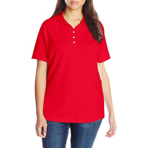 Polo pour femme bleu marine à manches courtes, couleur unie, tissu Oxford décontracté, longueur normale, grande taille - Product Image 6