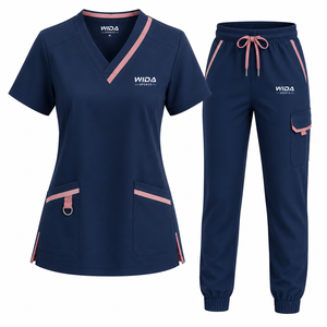Medical Scrub <b>Set</b> Manufacturer Custom Nursing Workwear Supplier for Beauty Salons Eco-Friendly Polyester Rayon Spandex High - Product Image 1