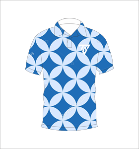 Polo homme bleu à imprimé géométrique circulaire, manches courtes, décontracté, motif personnalisé, vêtement d'été - Product Image 1