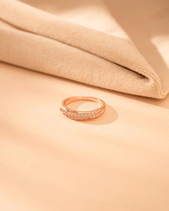 Anillo de Boda de Oro Rosa con Diamantes Cultivados en Laboratorio - Product Image 1