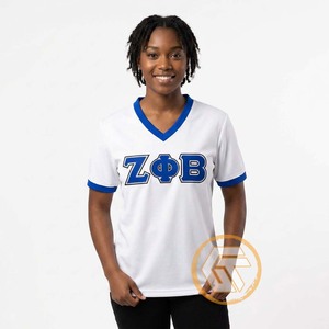 GREEK TREASURES เสื้อยืดลำลองปักโลโก้ Zeta Phi Beta Sorority สำหรับผู้หญิง ผ้าเจอร์ซีย์คุณภาพสูง ระบายอากาศได้ดี ผ้าฝ้าย 100% - Product Image 4