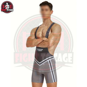 Traje de Lucha Libre Transpirable de Secado Rápido, Ajuste Elástico, Ropa Deportiva para Gimnasio, Ropa de Artes Marciales de Spandex y Poliéster Estampado con Cuello Redondo - Product Image 4