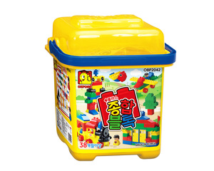 OXFORD Plastic Toddler Color Sorting Building <b>Block</b> Set Large Bucket Construction Toy Educational Play Age 2-4 Years Made Korea - Product Image 1