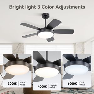 Ventilatore da soffitto LED nero da 42 pollici con luce LED da 22W e telecomando, pale in MDF, motore DC reversibile - Product Image 5