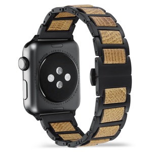 Bracelet en acier inoxydable avec grain de bois de chêne blanc de qualité pour <span class=keywords><strong>Apple</strong></span> <span class=keywords><strong>Watch</strong></span> Ultra 3 Series 11/ 10/9 /8/<span class=keywords><strong>7</strong></span>/6/SE/5/4/3 - Product Image 2