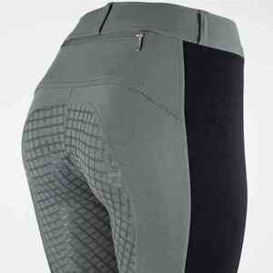 Pantalon d'équitation taille haute pour femme, color block, longueur intégrale, respirant, en Spandex et Nylon, avec braguette zippée et empiècement en mesh - Product Image 3