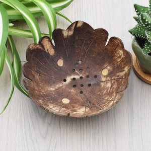 Jabonera de cáscara de coco natural en forma de hoja, bandeja de drenaje de conchas de palma de coco hecha a mano personalizada para jabones de baño de Ducha - Product Image 5