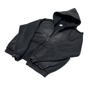 Sweat à capuche zippé pour homme en molleton épais, délavé à l'acide, style streetwear, effet vintage, coupe oversize - Product Image 1