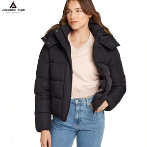 Nouvelles vestes matelassées courtes pour femmes, à capuche et manches longues, pour l'hiver – Vêtements d'extérieur décontractés pour femmes, vente en gros - Product Image 1