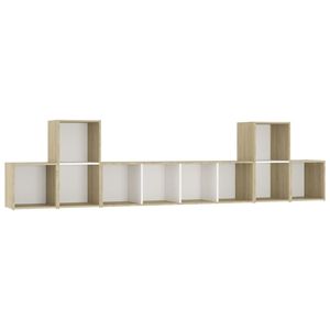 5 pezzi di legno bianco e Sonoma rovere ingegnerizzato TV Set mobile per soggiorno - Product Image 2