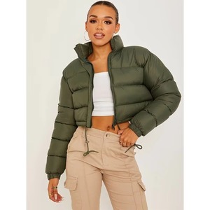 Women's Cropped Puffer Jacket Winter Down <b>Coat</b> Zip Up Short Outerwear <b>Stand</b> Collar Padded Streetwear - Product Image 2