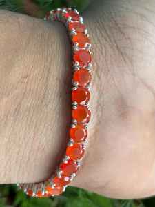 สร้อยข้อมือคาร์เนเลียนเงินแท้ 925 พลอยสีแดงธรรมชาติทำด้วยมือดีไซน์ทรงกลมเครื่องประดับของขวัญสำหรับผู้หญิง - Product Image 5