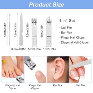 Ensemble de soins des ongles professionnel 4 pièces, étui en cuir PU, outils en acier inoxydable antirouille, étui de voyage compact, prix d'usine - Product Image 2
