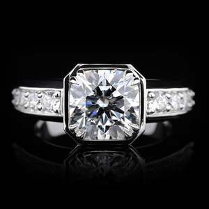 Bijoux en gros directement de l'usine : Bague de fiançailles et d'anniversaire en or 14K avec diamant de laboratoire octogonal, serti clos, coussin, solitaire et pavé - Product Image 1