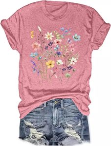 T-shirt imprimé pour femme, tee-shirt graphique personnalisé, haut en coton élégant et décontracté, manches courtes, tendance, doux, confortable, respirant, vêtements d'été - Product Image 2