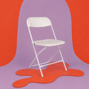 Flat Back Lightweight Plastic & Metal Folding <b>Garden</b> <b>Chair</b> <b>Stackable</b> White Modern Farmhouse Design for Home Office - Product Image 1