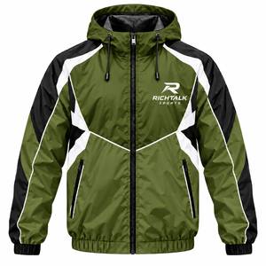 Men's Hooded Sporty <b>Racer</b> <b>Jacket</b> Windproof Zipper Front Color Blocking Design Autumn Outdoor Wear - Product Image 4