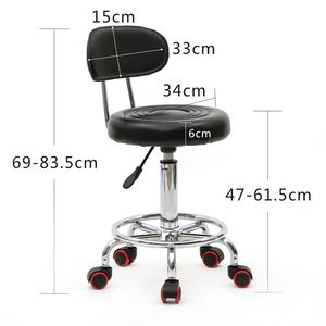 Adjustable Round <b>Salon</b> <b>Stool</b> with Back Black Line XH-Comfortable <b>Salon</b> Furniture - Product Image 6