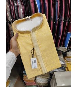 Mens festive <b>kurta</b> in jacquard <b>silk</b> with soft finish crafted for traditional functions celebrations and timeless ethnic wear - Product Image 4