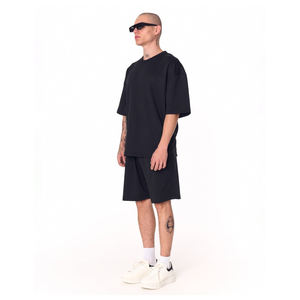 Ensemble de t-shirts en coton écologique pour hommes, vêtements de sport d'été, tenue en deux pièces, t-shirt à col rond, shorts, tenue décontractée, survêtement de sport - Product Image 3