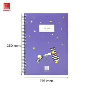 Carnet vertical en spirale Hong Ha Oringa, 200 pages, illustrations d'animaux ludiques, thème créatif, style de couverture en papier aux couleurs vibrantes - Product Image 3