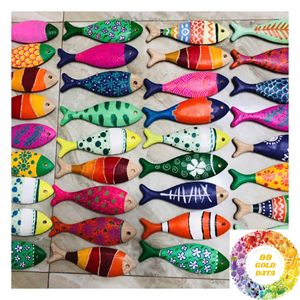 Wholesale Mediterranean <b>Wooden</b> Fish Decoration Painted and Unpainted 9-19cm Coastal Nautical <b>Ornament</b> for Home Decor - Product Image 4