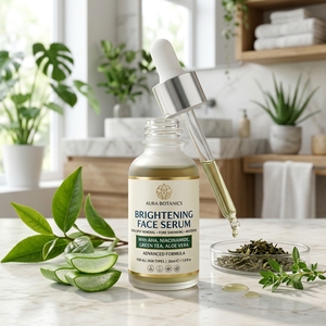 Suero Facial Iluminador OEM, Elimina Manchas Oscuras, Reduce Poros, Blanqueador con AHA, Niacinamida, Té Verde y Aloe Vera para el Rostro - Product Image 1