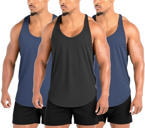 Men Casual Seamless Knitted <b>Singlet</b> Lightweight <b>Running</b> Tank Top Breathable Solid Polyester Gym Sport Vest - Product Image 3
