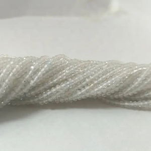 ลูกปัดคริสตัลบุษราคัมแท้สีขาวธรรมชาติขนาด2-2.2มม. ลูกปัดบำบัดคริสตัลเครื่องประดับเครื่องแต่งกายแฟนซีที่สวยงามสำหรับขาย - Product Image 1
