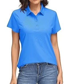 เสื้อโปโลผู้หญิงสีน้ำเงินล้วน แขนครึ่งตัว ติดกระดุม ทรงปกติ ผ้าฝ้ายออร์แกนิค 100% ระบายอากาศได้ดี เหมาะสำหรับใส่ลำลองในฤดูร้อน - Product Image 6