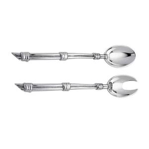 Ensemble de 2 cuillères et fourchettes décoratives de luxe en métal, plaquées or, en acier inoxydable, pour servir les salades, pour la maison et la salle à manger - Product Image 2