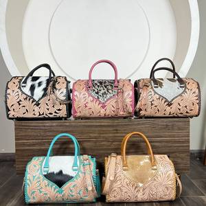 Factory Wholesale Women's Large Capacity Embossed Floral <b>Leather</b> Weekender Travel Duffel Bag Fashion Carry-On speedy bag - Product Image 3
