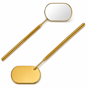 Handheld Personalized Oval <b>Makeup</b> <b>Mirror</b> Gold Plated Metal Frame 3X <b>Magnifying</b> Single Side Spatula for Salon Beauty Tools - Product Image 1