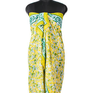 Wholesale Hand Block Printed Cotton Long Scarf Eco-Friendly Organic Mulmul <b>Sarong</b> Natural Dye Paisley Floral Unisex Summer Scarf - Product Image 3
