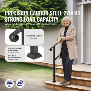 Kit Corrimano per Scale Interne/Esterne a 2-3 Gradini, Dispositivo di Assistenza per Facile Installazione di Ringhiere per Gradini Esterni - Product Image 2