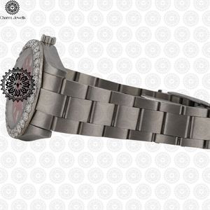 Montre Tonneau pour femme Charm Jewellis en acier inoxydable incrustée de diamants, 36 mm, quartz, fermoir pliant, élégante, de luxe, analogique - Product Image 2