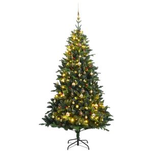 Sapin de Noël Artificiel Pliable en PVC Vert de 59,1 Pouces avec Lumières Intégrées - Product Image 1