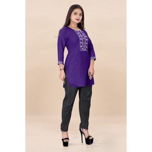 Top de trabajo de secuencia de bordado de rayón de diseñador púrpura-ropa india y paquistaní - Product Image 1