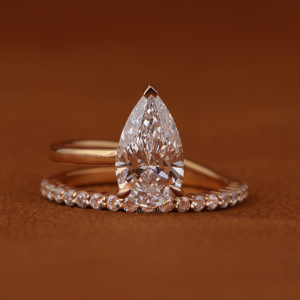 2.00 CT Pear Cut Lab Grown Diamond Engagement Ring IGI Certified 14KT <b>Solid</b> Yellow Gold Bypass Pave Setting Diamond Ring - Product Image 1