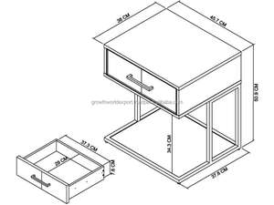 Mesa Auxiliar de Madera Maciza de Mango con Cajón, Patas Metálicas, Diseño Industrial Moderno, Hecha a Mano, para Dormitorio, Sala de Estar o Almacén - Product Image 6