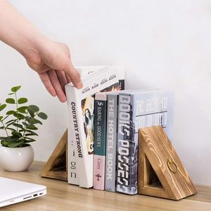 Sujetalibros Decorativos de Madera y Latón, Diseño Triangular, Modernos y Rústicos, para Estantes, Hogar, Oficina, Decoración de Biblioteca - Product Image 4
