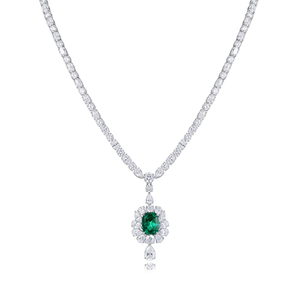 Collier pendentif de luxe en diamant de laboratoire taille émeraude, motif floral, certifié IGI, avec chaîne en argent 925 - Product Image 2