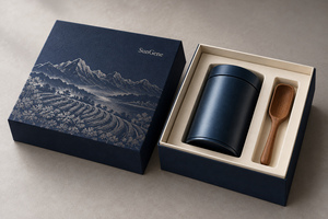 กล่องบรรจุภัณฑ์ชาภูเขาแบบกำหนดเองพร้อมฝาและฐานโลหะ - Product Image 1